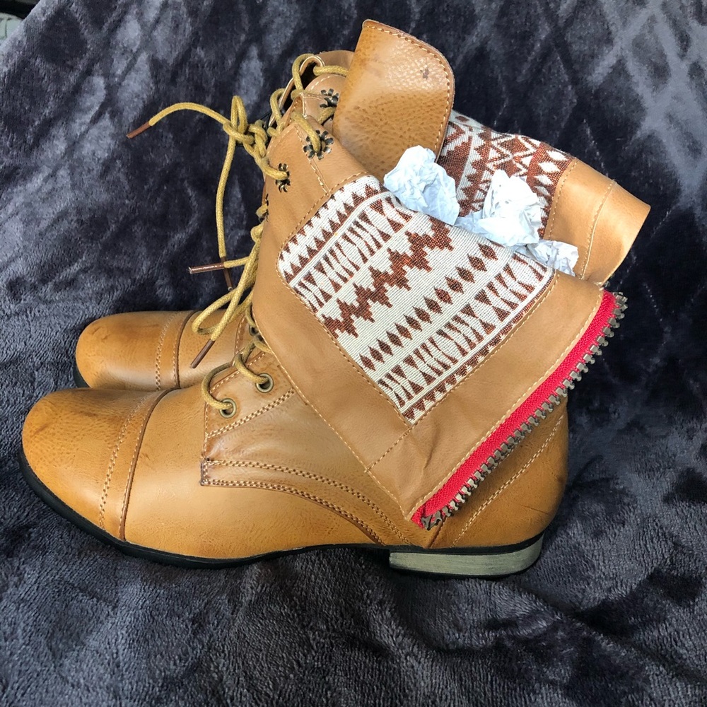 NWT Aztec Print Adjustable Ankle/Combat Boots